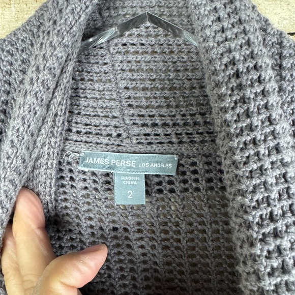 James Perse Tan Open Knit Cotton Linen Blend Waterfall Cardigan Size 2 - Picture 2 of 5